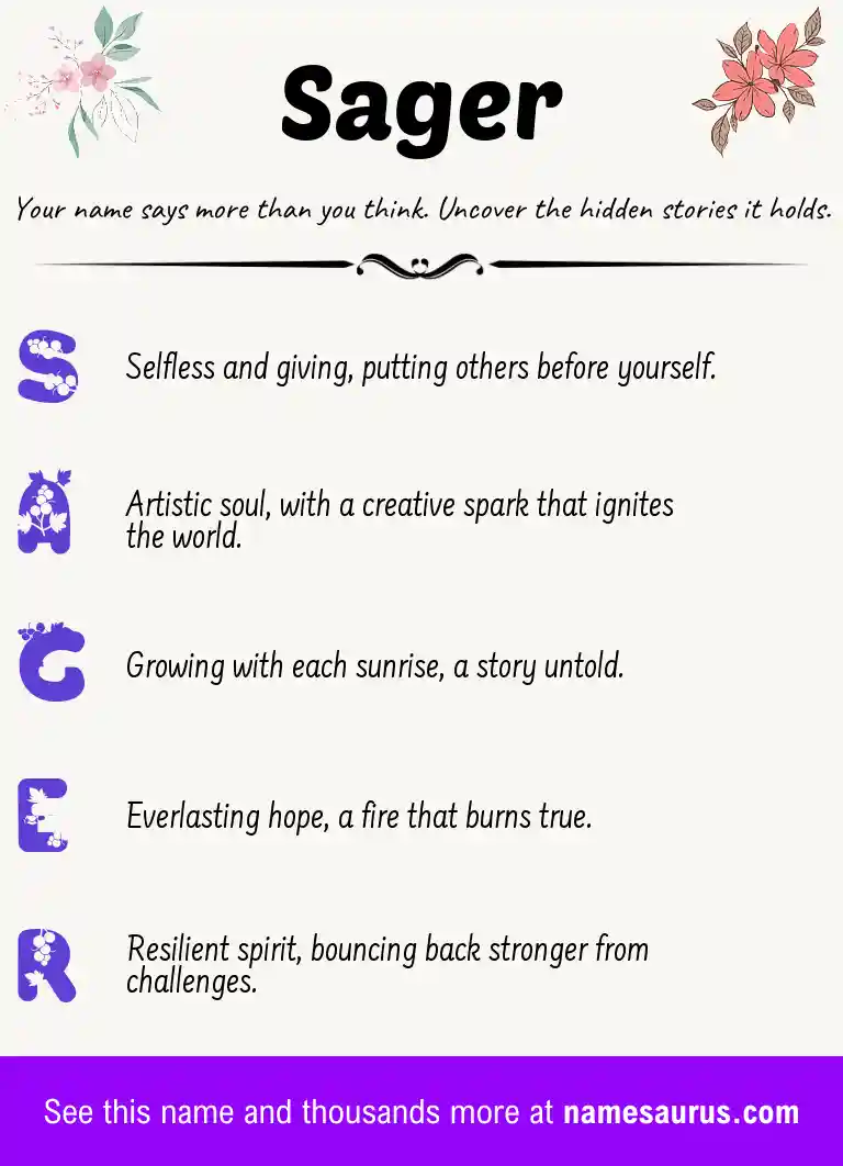Acrostic poem about Sager.