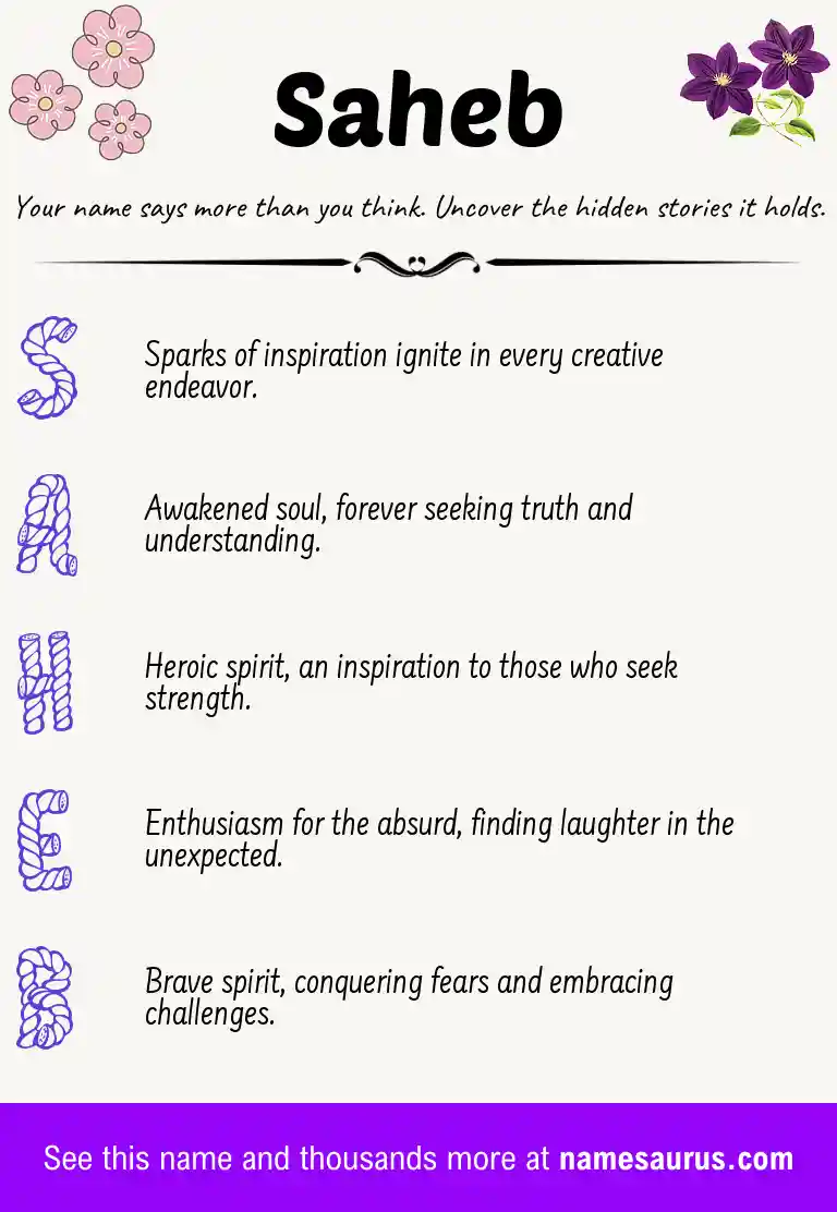 Acrostic poem about Saheb.
