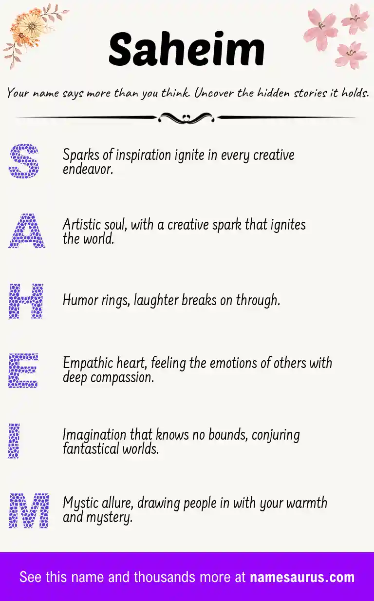 Acrostic poem about Saheim.
