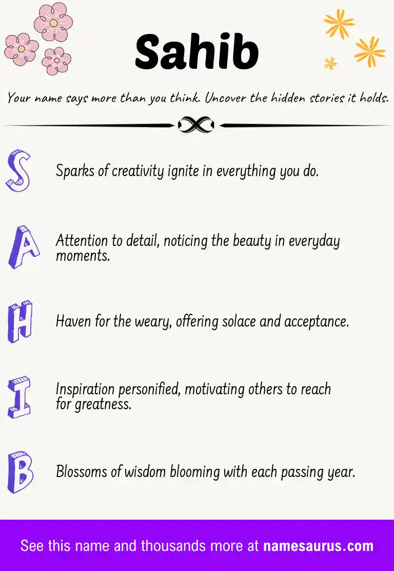 Acrostic poem about Sahib.