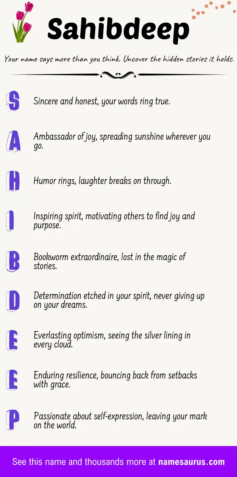 Acrostic poem about Sahibdeep.