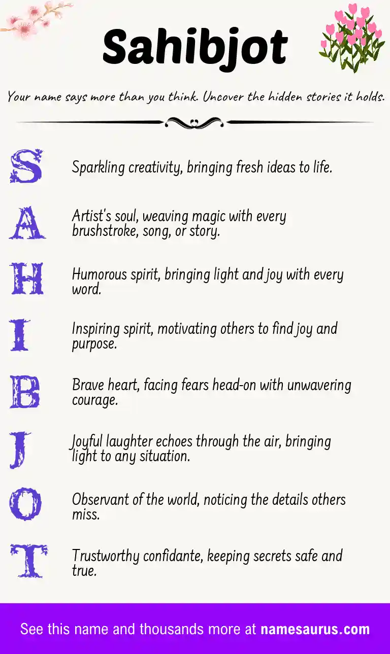 Acrostic poem about Sahibjot.