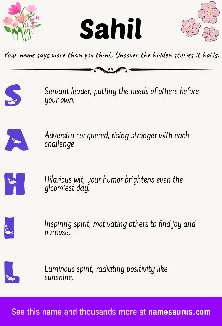 Acrostic poem about Sahil.