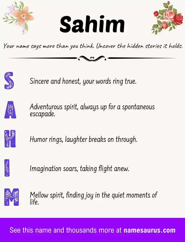 Acrostic poem about Sahim.