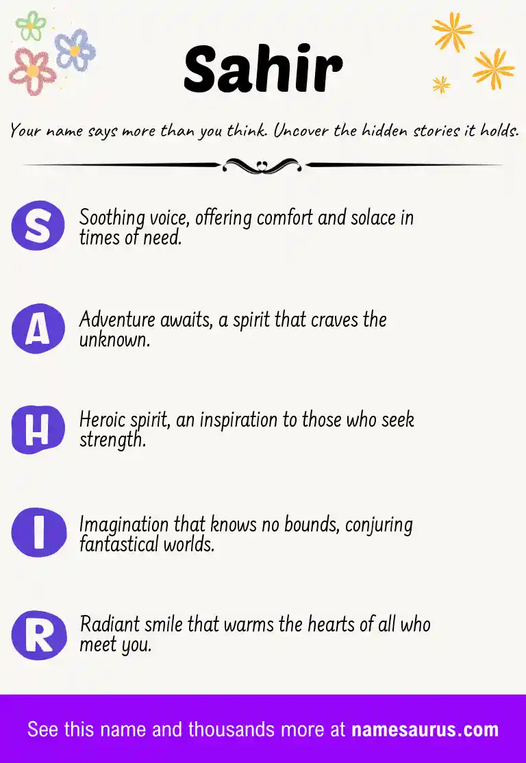 Acrostic poem about Sahir.