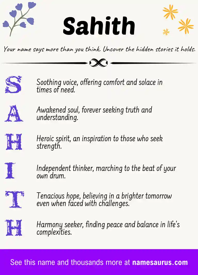 Acrostic poem about Sahith.