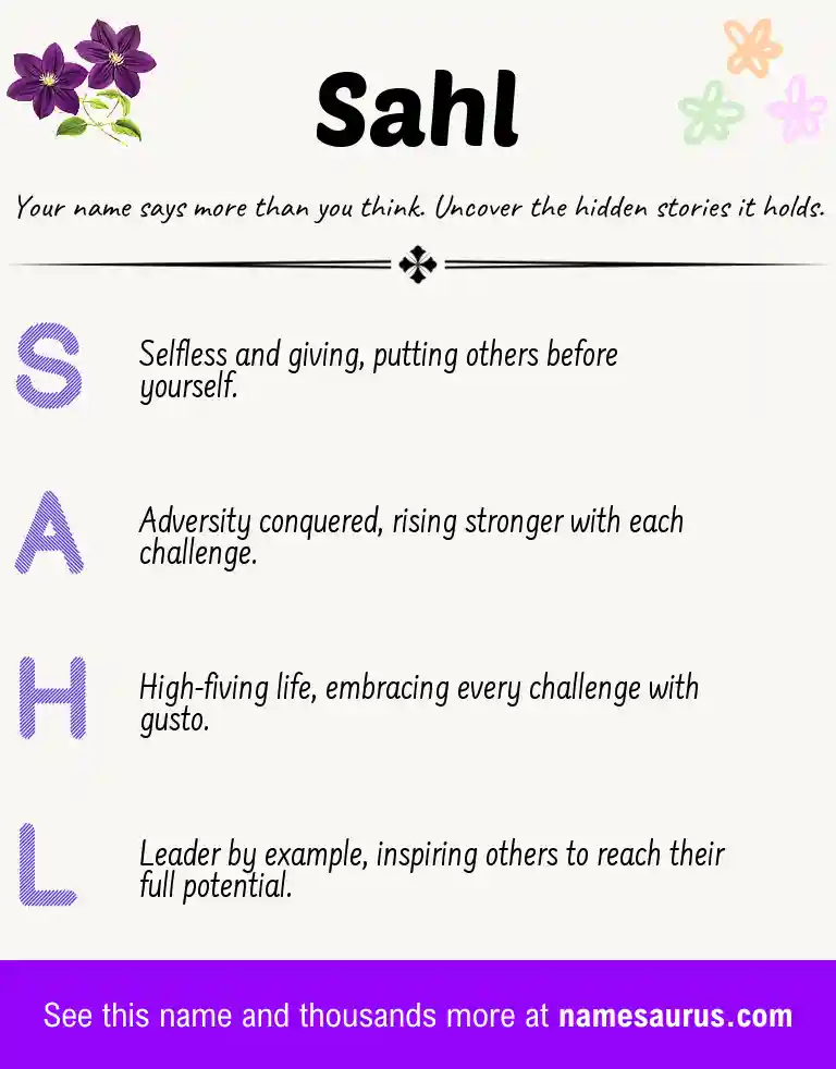 Acrostic poem about Sahl.