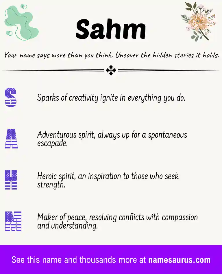Acrostic poem about Sahm.