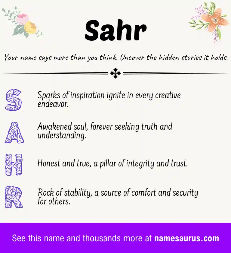 Acrostic poem about Sahr.