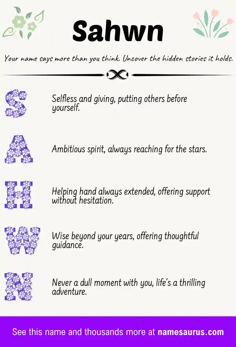 Acrostic poem about Sahwn.
