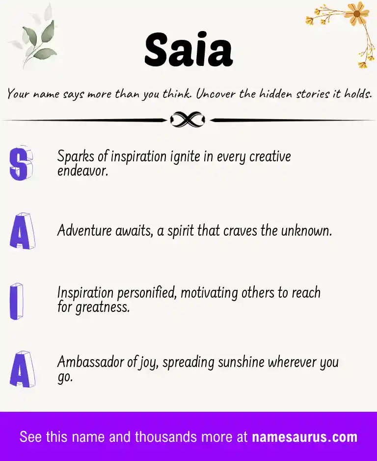 Acrostic poem about Saia.