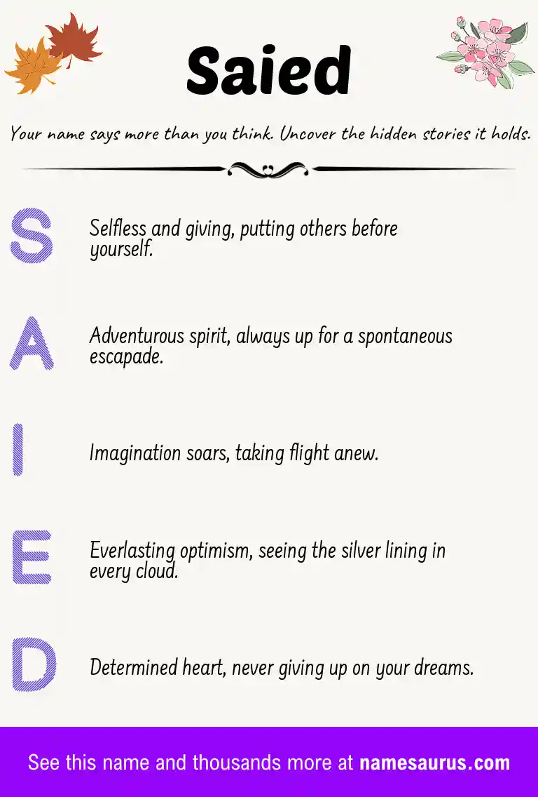 Acrostic poem about Saied.