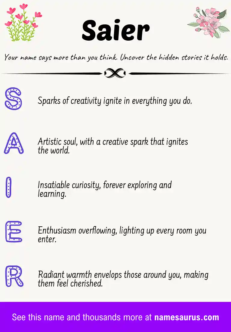 Acrostic poem about Saier.