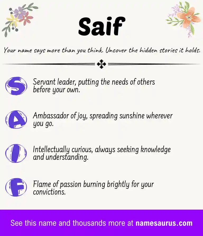 Acrostic poem about Saif.