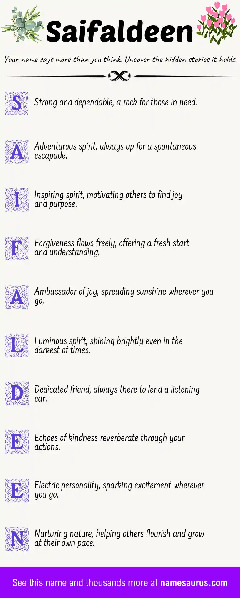 Acrostic poem about Saifaldeen.