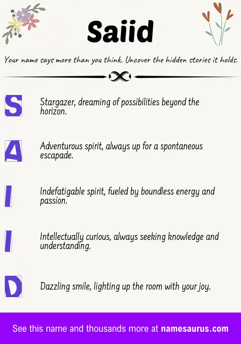 Acrostic poem about Saiid.