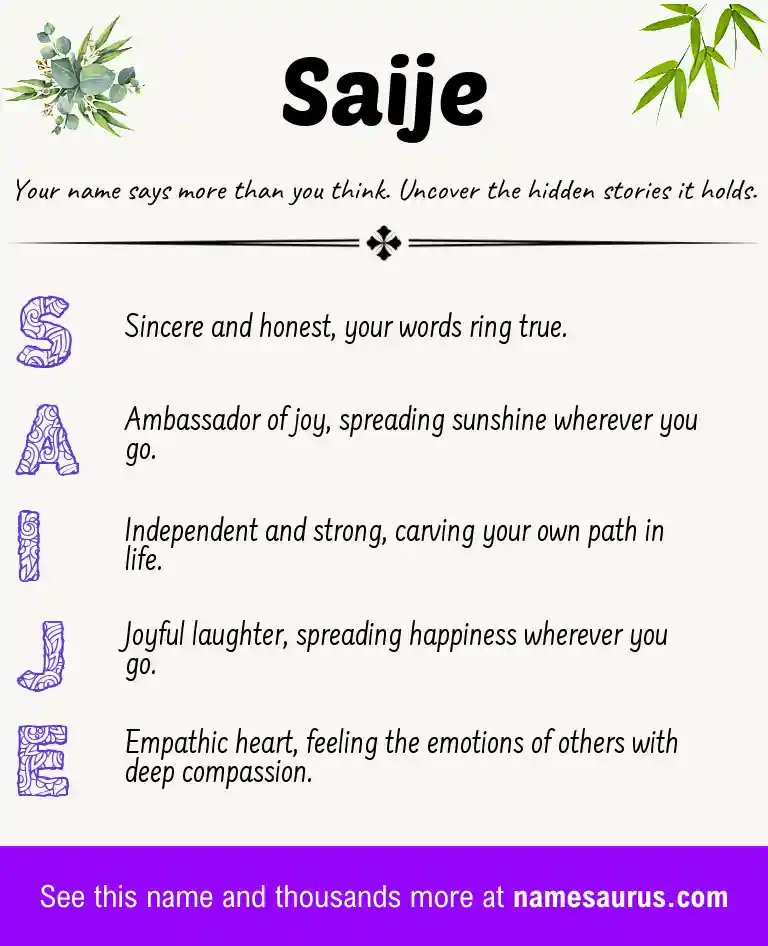 Acrostic poem about Saije.