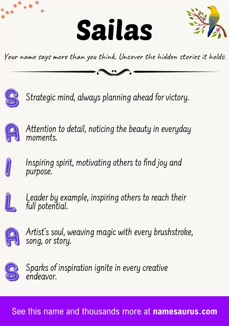 Acrostic poem about Sailas.