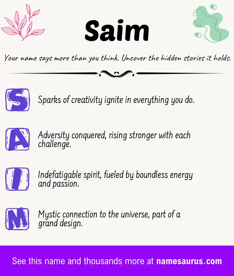 Acrostic poem about Saim.