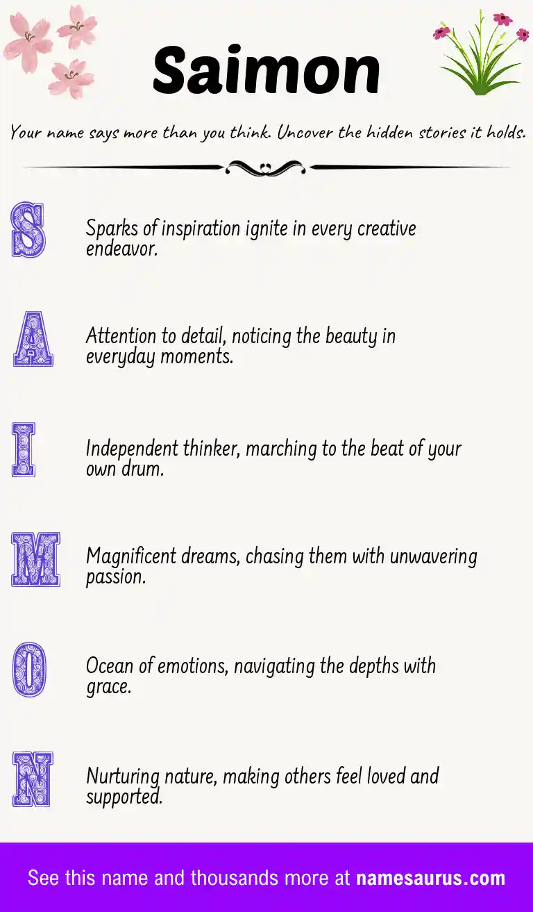 Acrostic poem about Saimon.