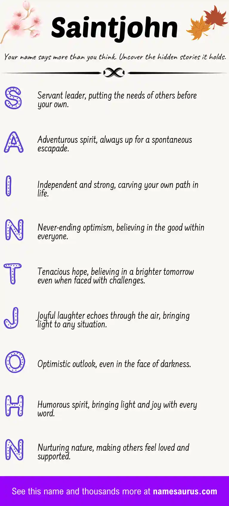 Acrostic poem about Saintjohn.