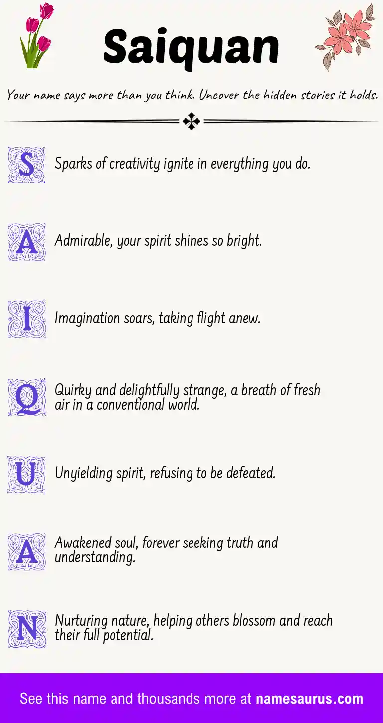 Acrostic poem about Saiquan.