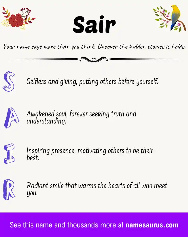 Acrostic poem about Sair.