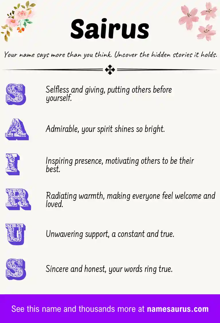 Acrostic poem about Sairus.
