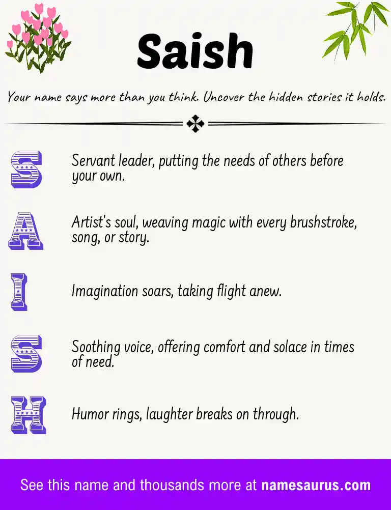 Acrostic poem about Saish.