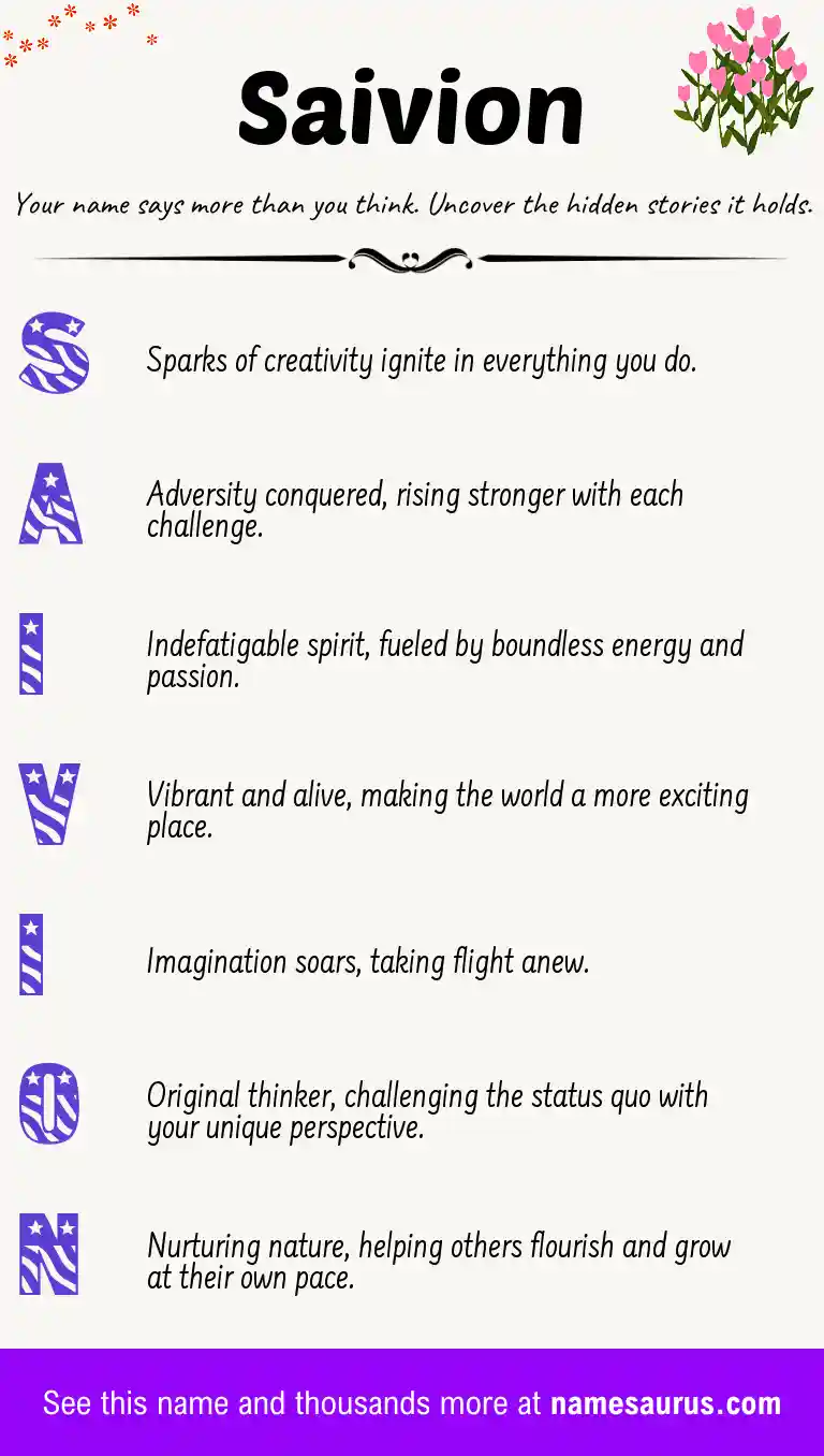Acrostic poem about Saivion.