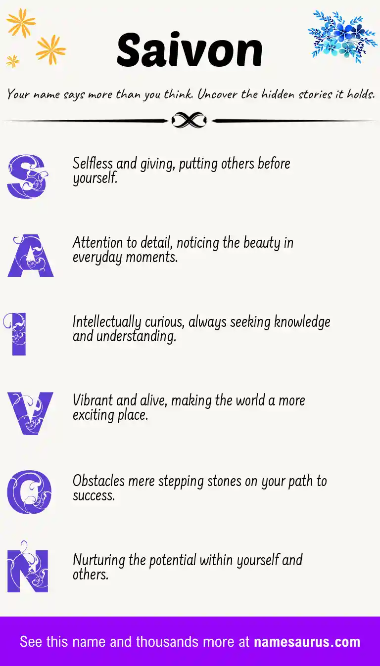 Acrostic poem about Saivon.