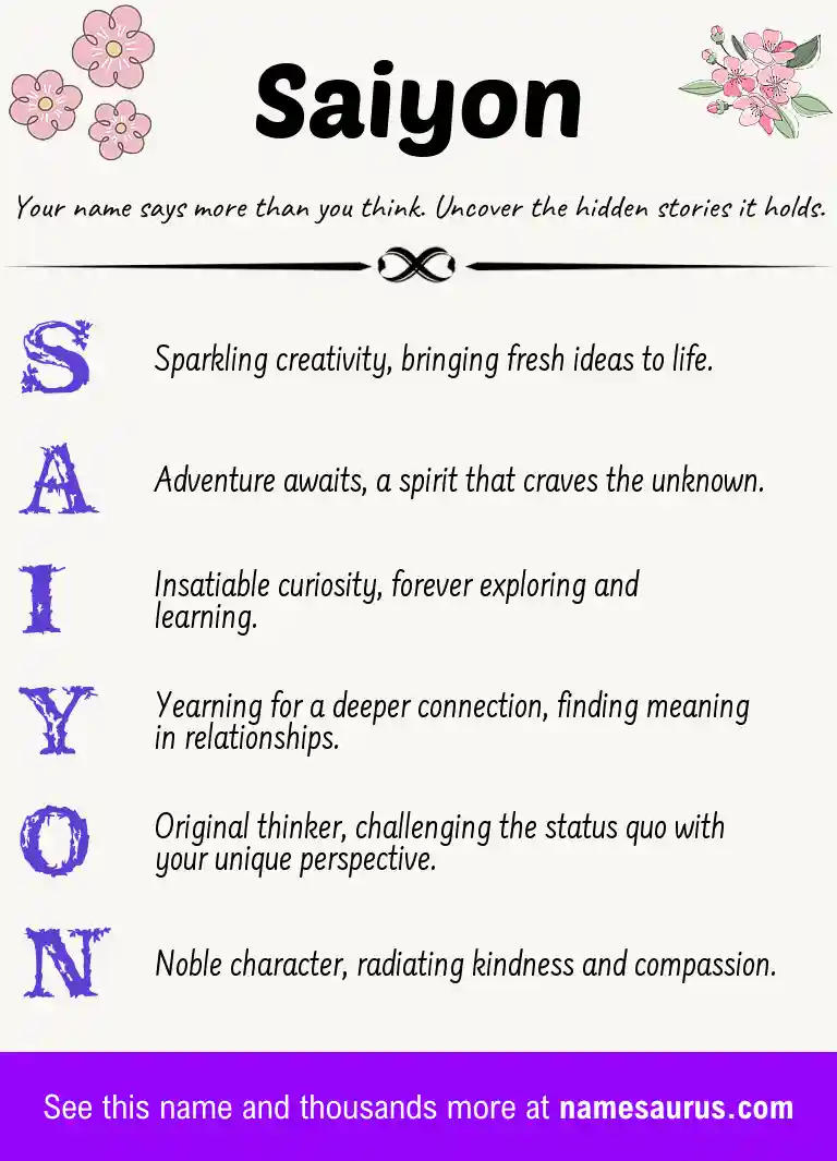 Acrostic poem about Saiyon.