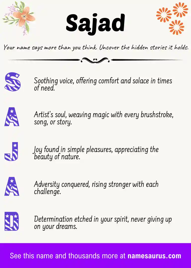 Acrostic poem about Sajad.