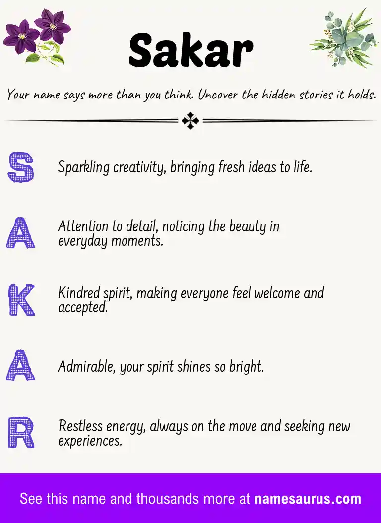 Acrostic poem about Sakar.