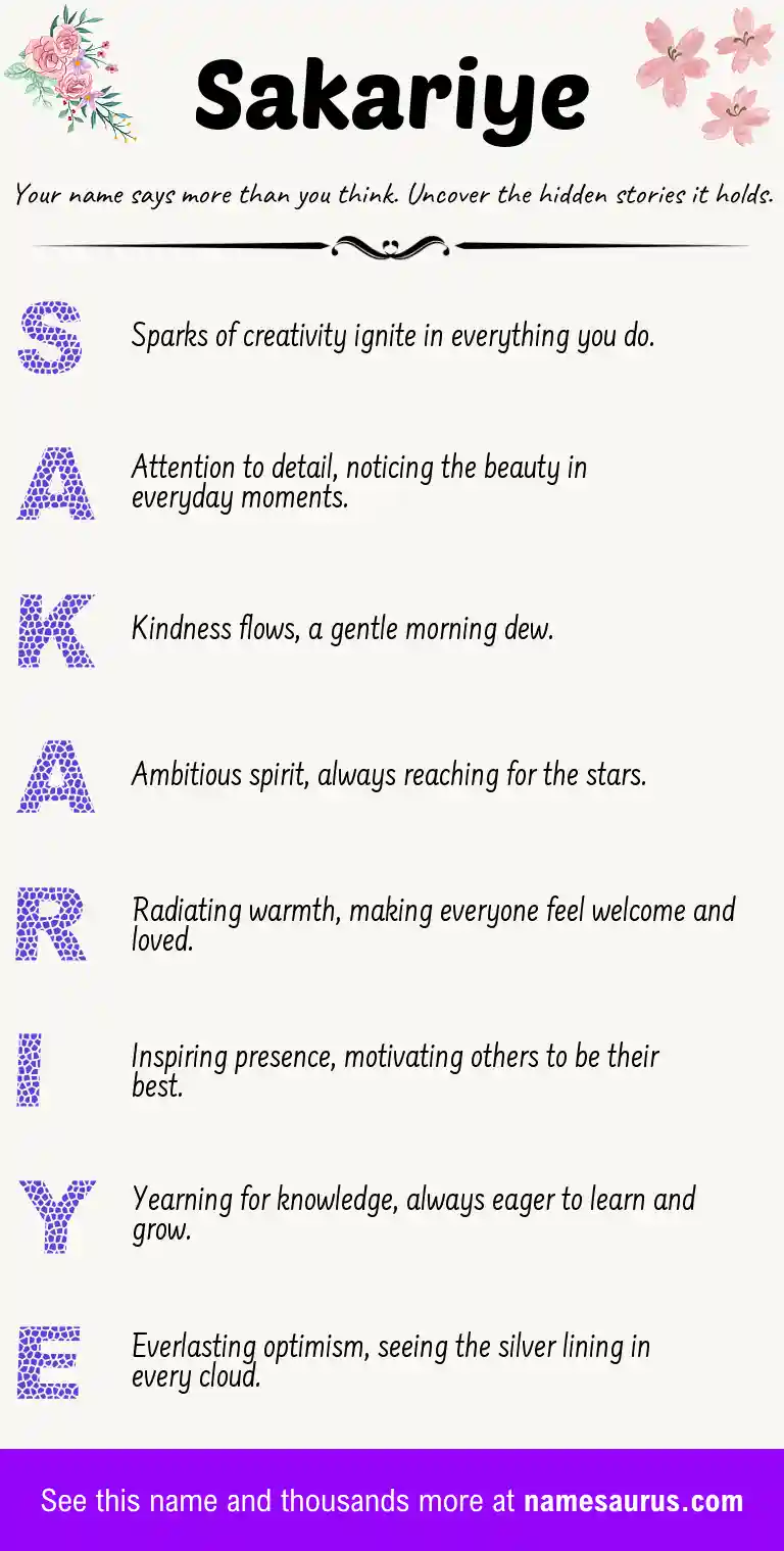 Acrostic poem about Sakariye.