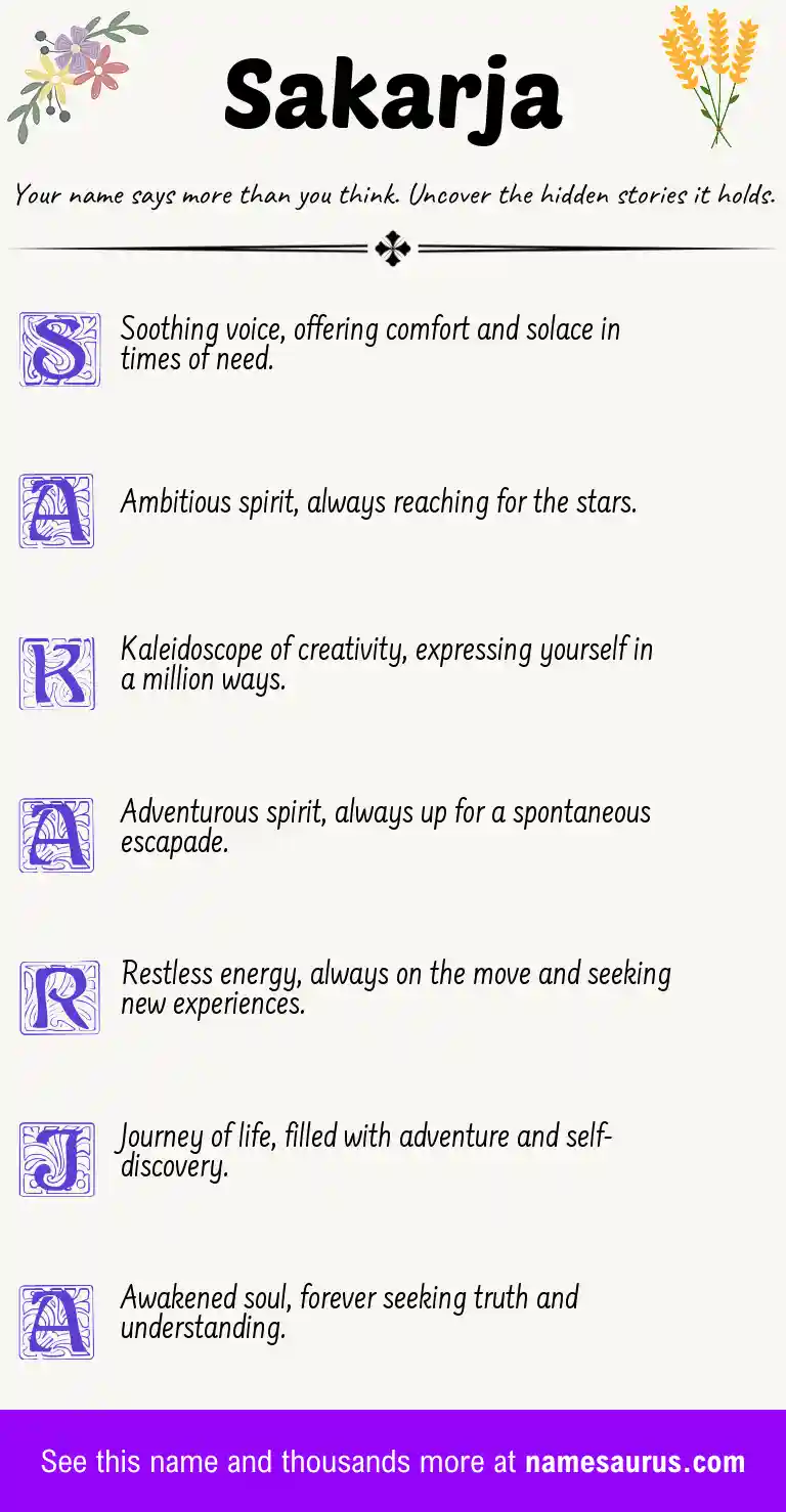 Acrostic poem about Sakarja.