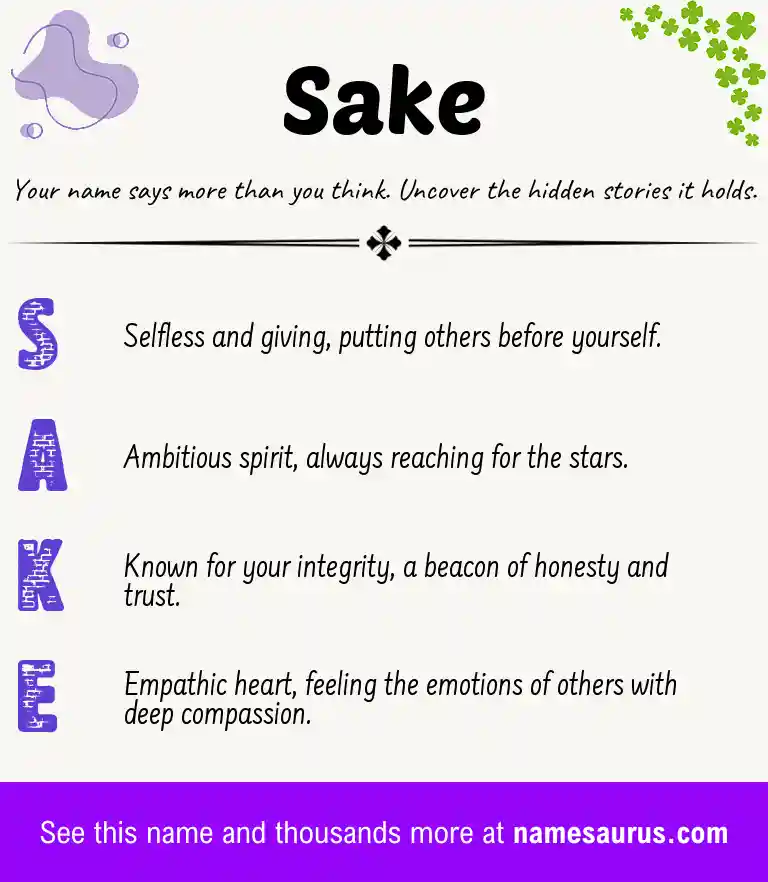 Acrostic poem about Sake.