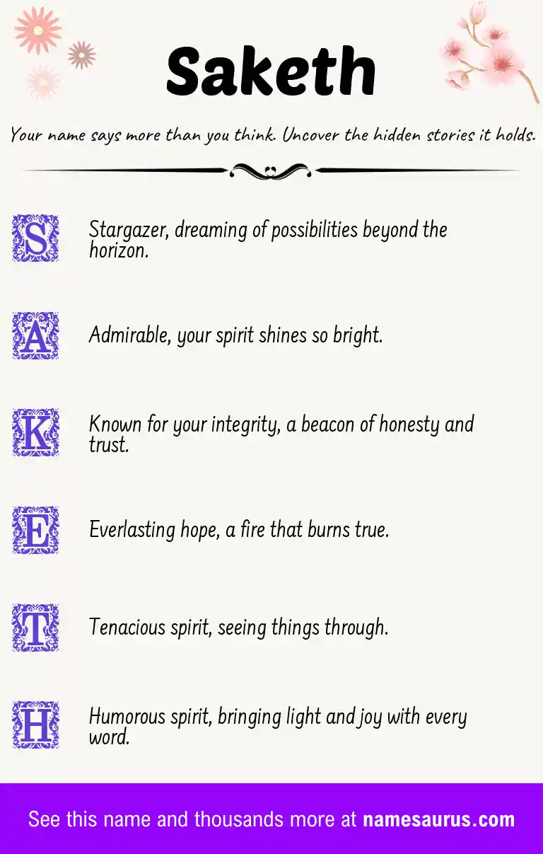 Acrostic poem about Saketh.
