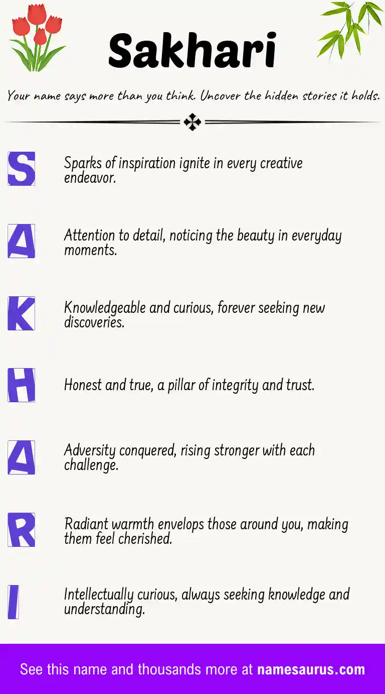 Acrostic poem about Sakhari.