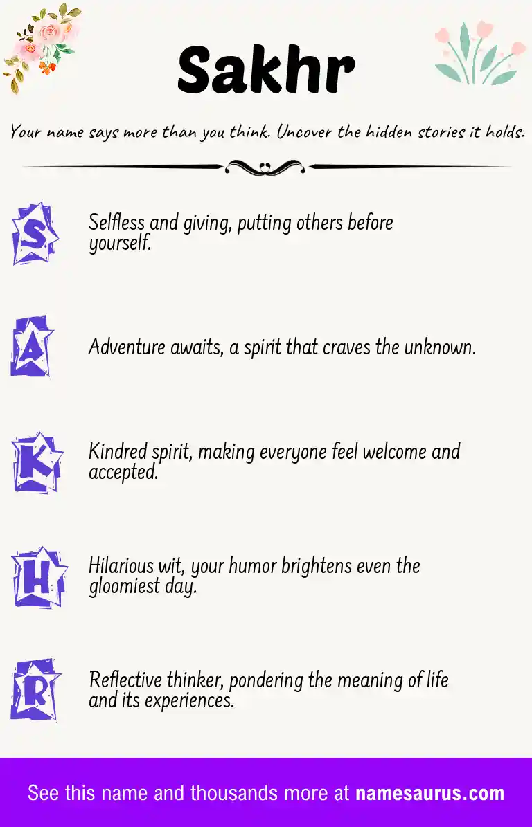 Acrostic poem about Sakhr.