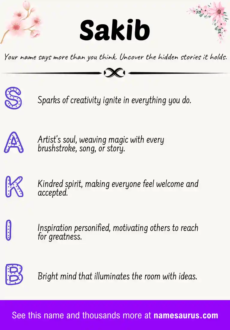 Acrostic poem about Sakib.