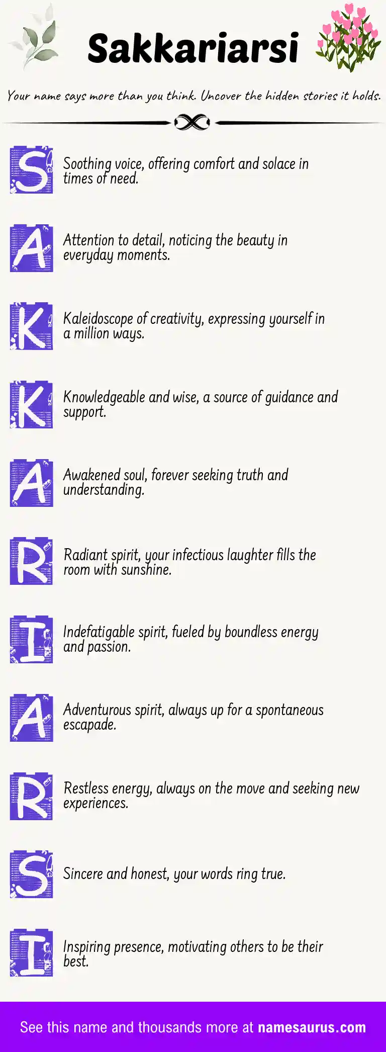 Acrostic poem about Sakkariarsi.