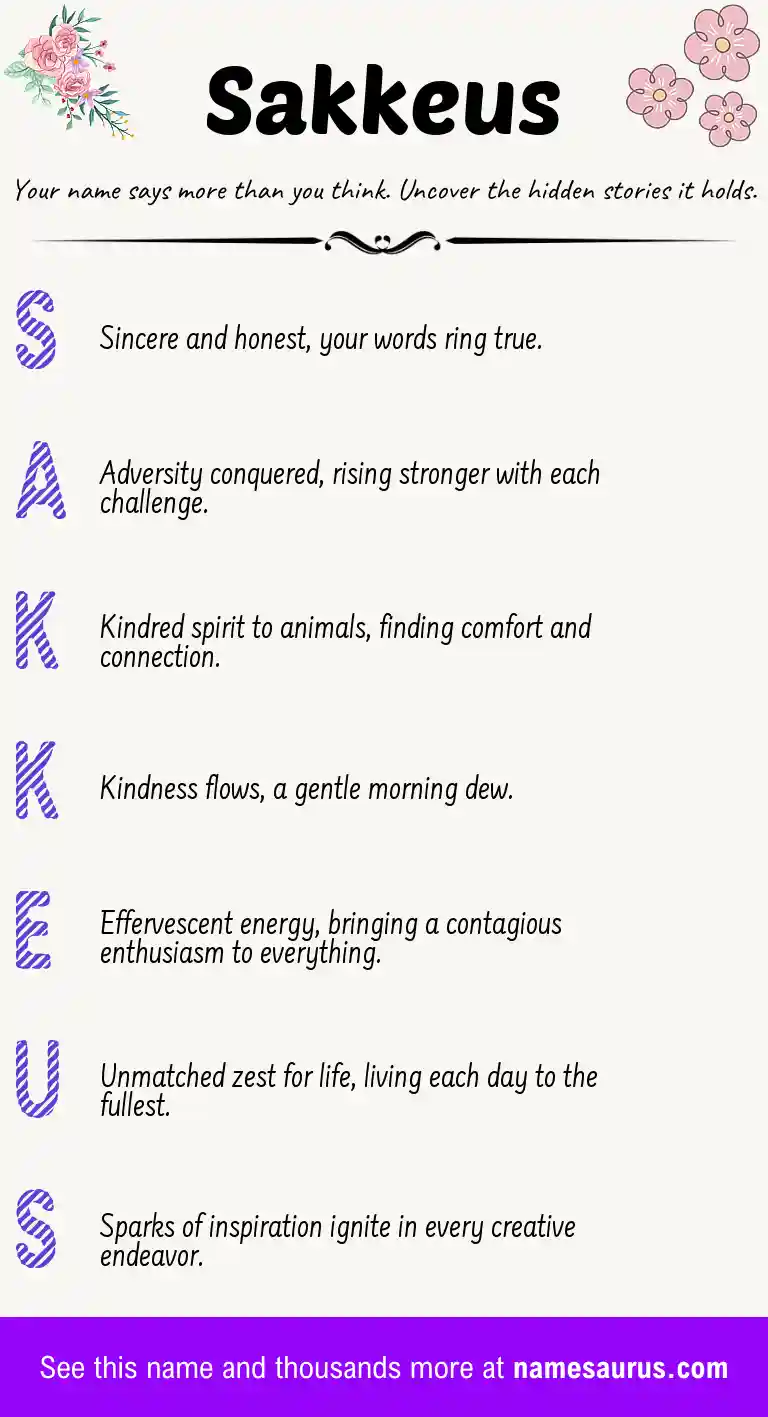Acrostic poem about Sakkeus.