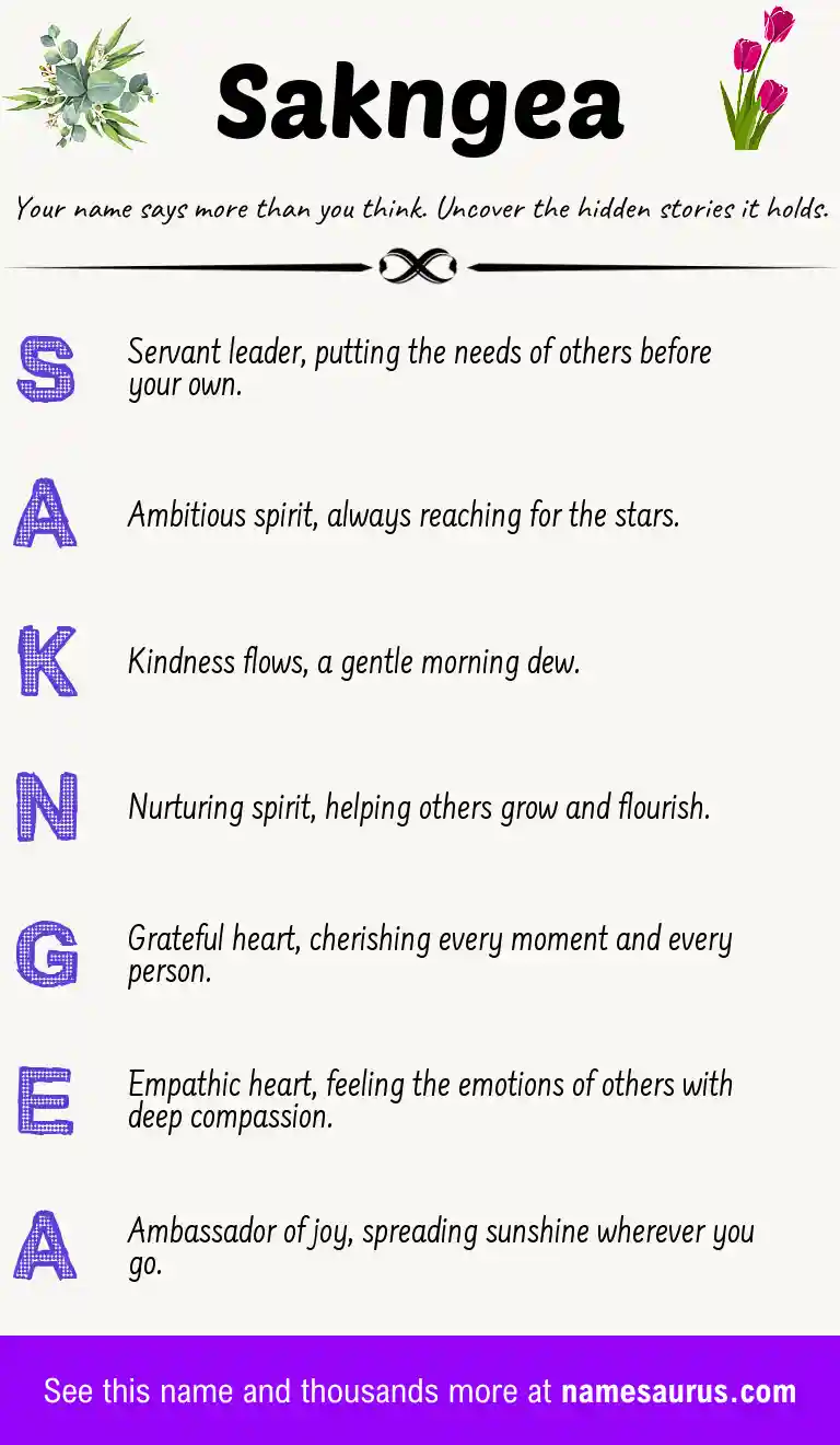 Acrostic poem about Sakngea.