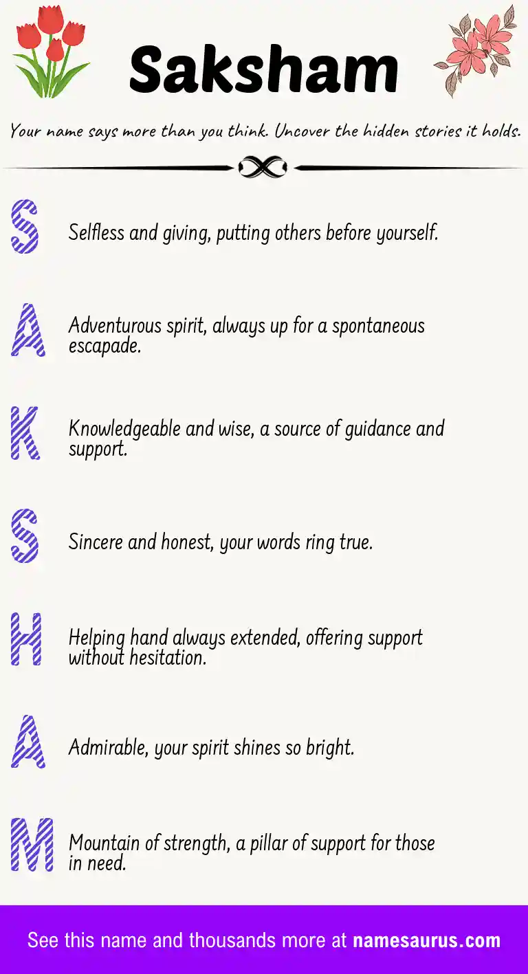Acrostic poem about Saksham.