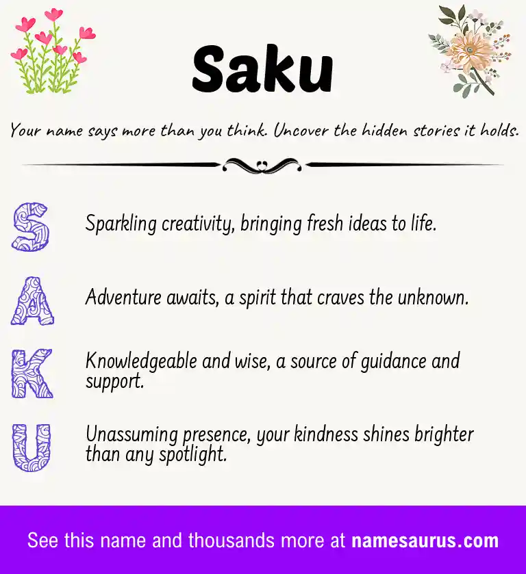 Acrostic poem about Saku.