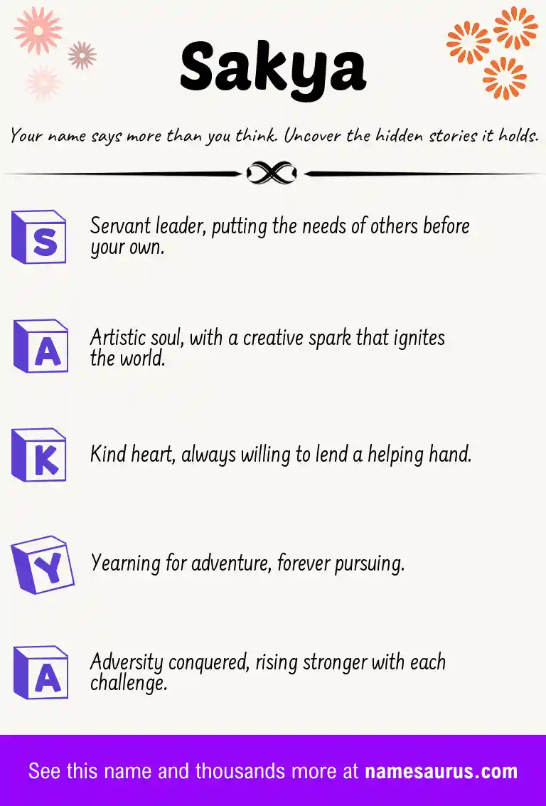 Acrostic poem about Sakya.