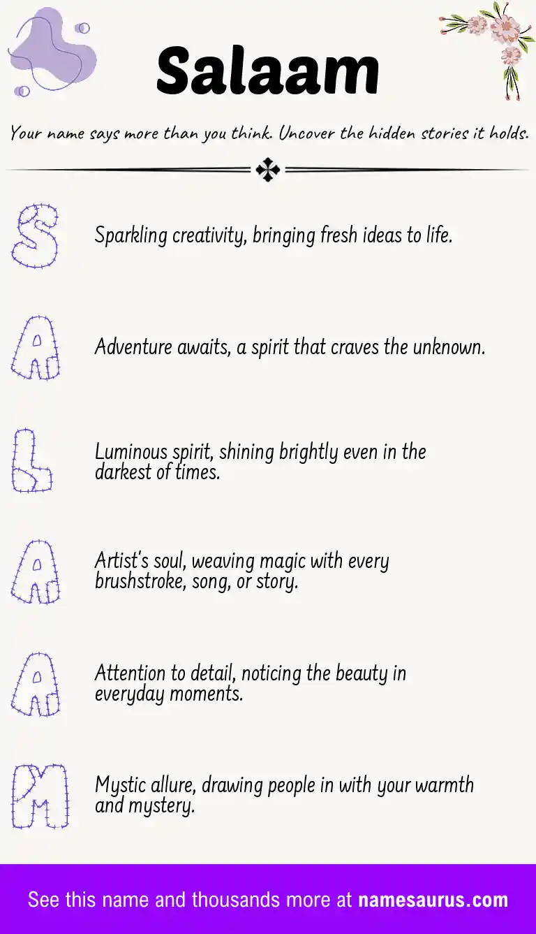 Acrostic poem about Salaam.