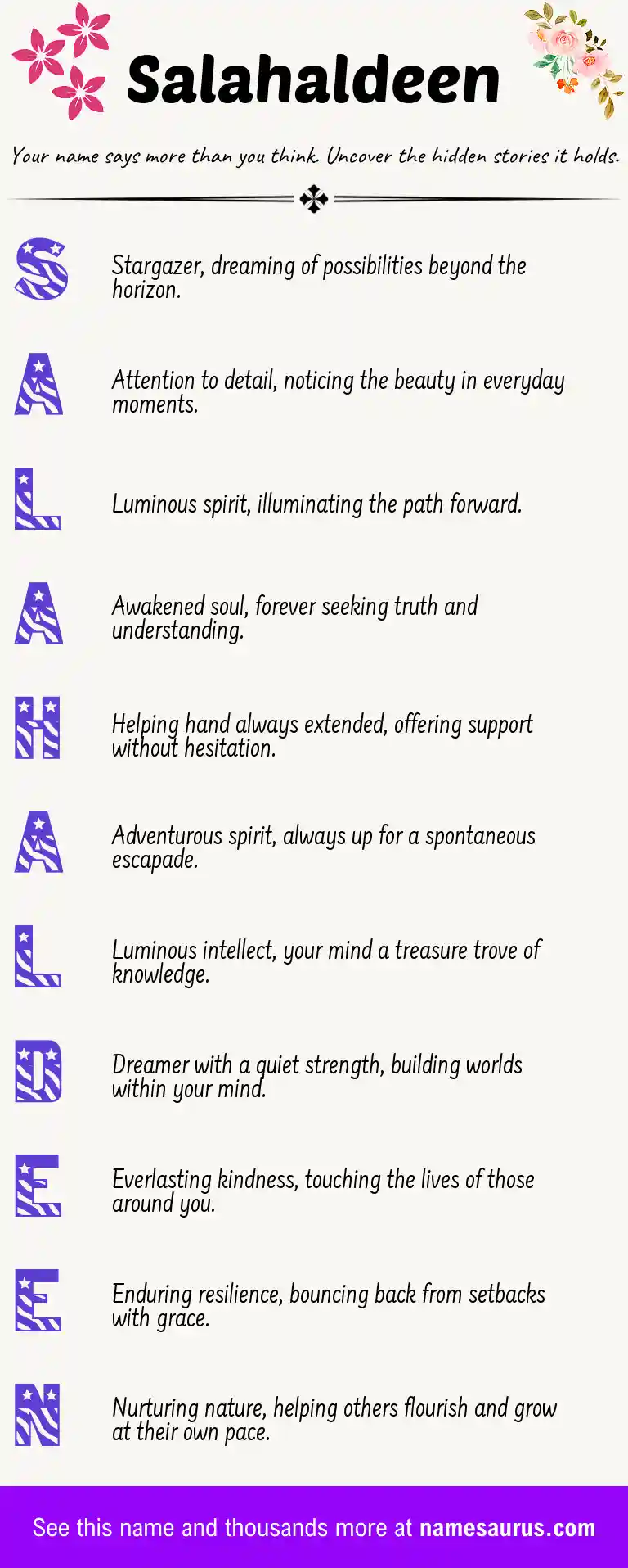 Acrostic poem about Salahaldeen.