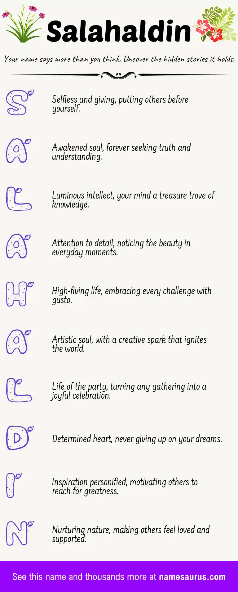 Acrostic poem about Salahaldin.
